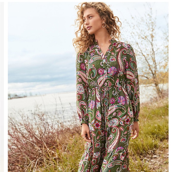 LOFT - Paisley Ruffle Tiered Midi Dress - Picture 4 of 10